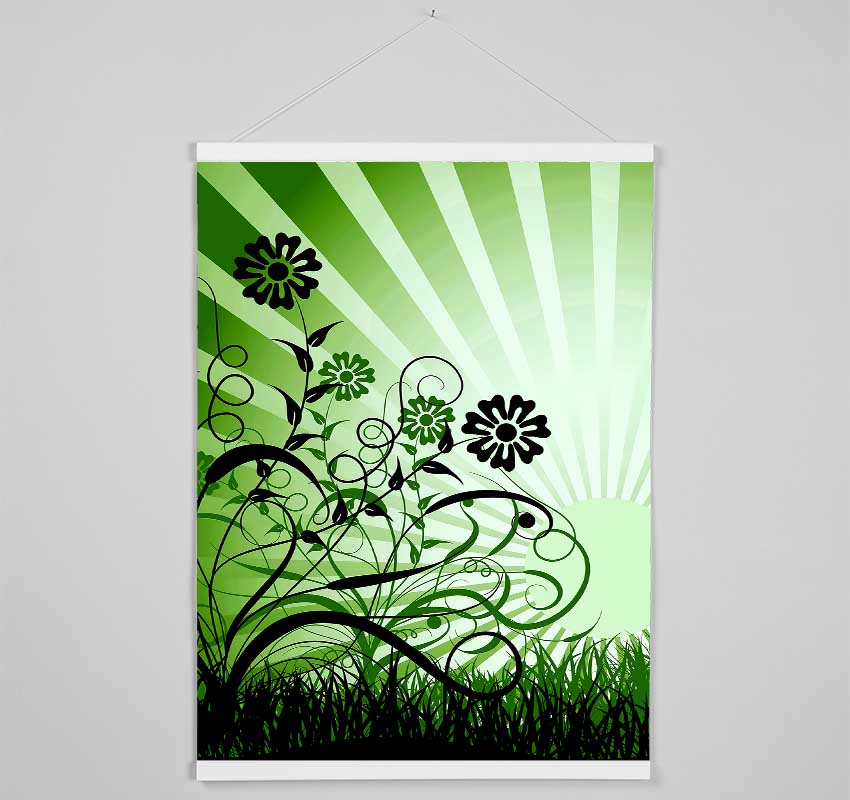 Green Sunrays Hanging Poster - Wallart-Direct UK