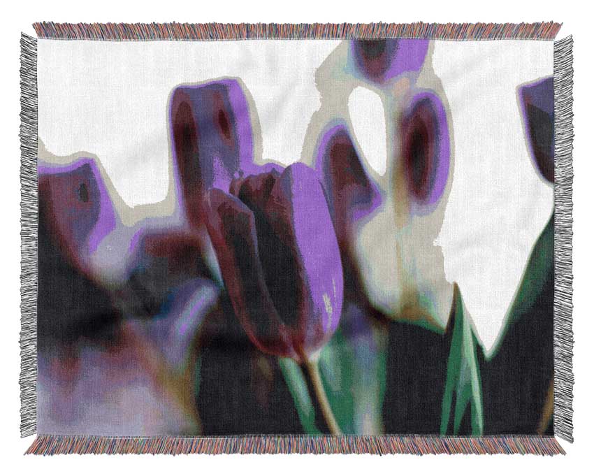 Purple Tulips Woven Blanket