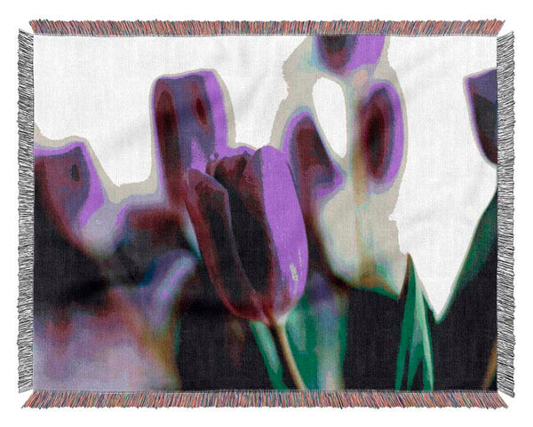 Purple Tulips Woven Blanket