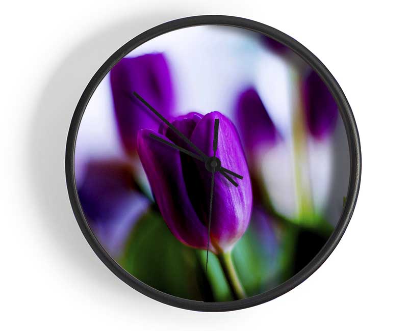 Purple Tulips Clock - Wallart-Direct UK