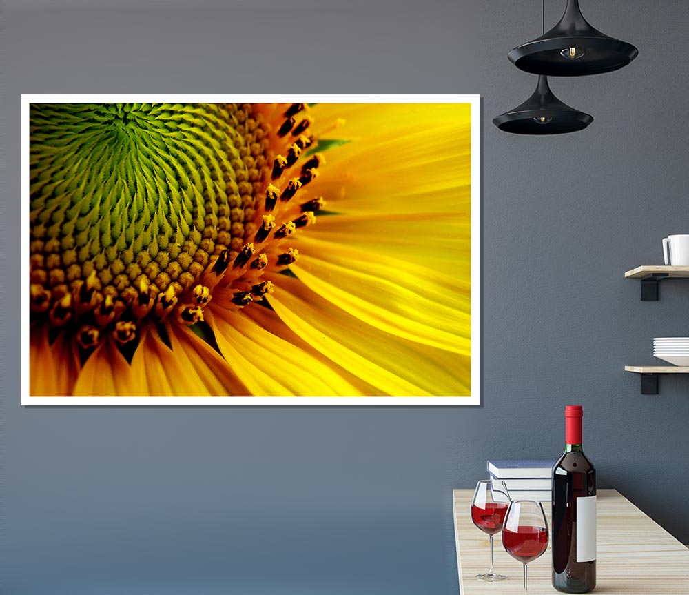 Yellow Sunflower Centre Print Poster Wall Art