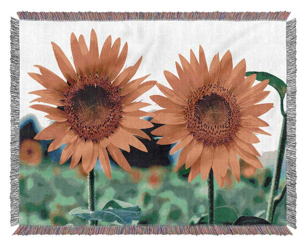 Twin Sunflowers Woven Blanket