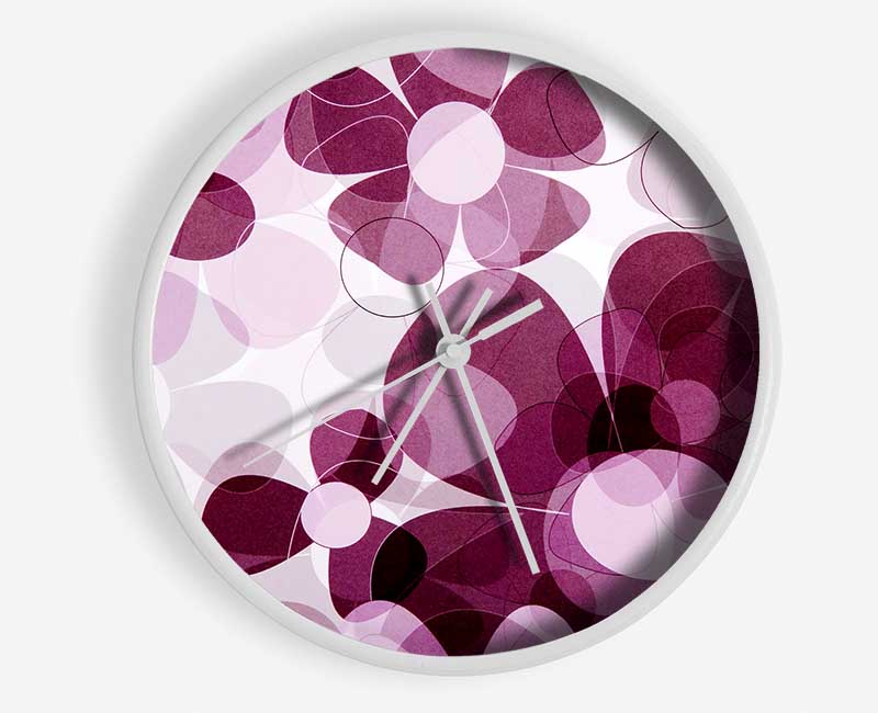 Mauve Pink Daisies Clock - Wallart-Direct UK