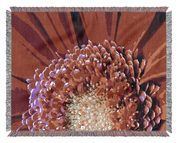 Red Gerbera Face Close-Up Woven Blanket