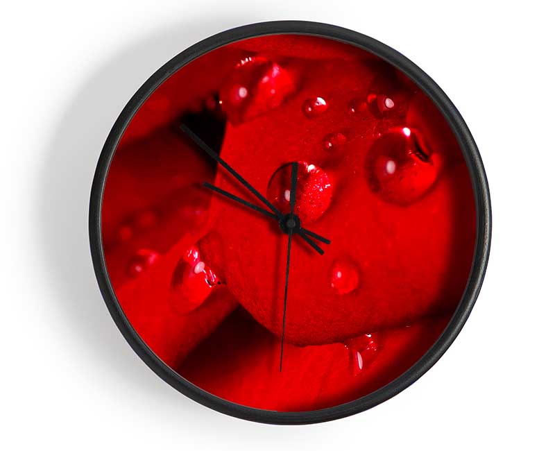 Red Petal Dew Drop Clock - Wallart-Direct UK