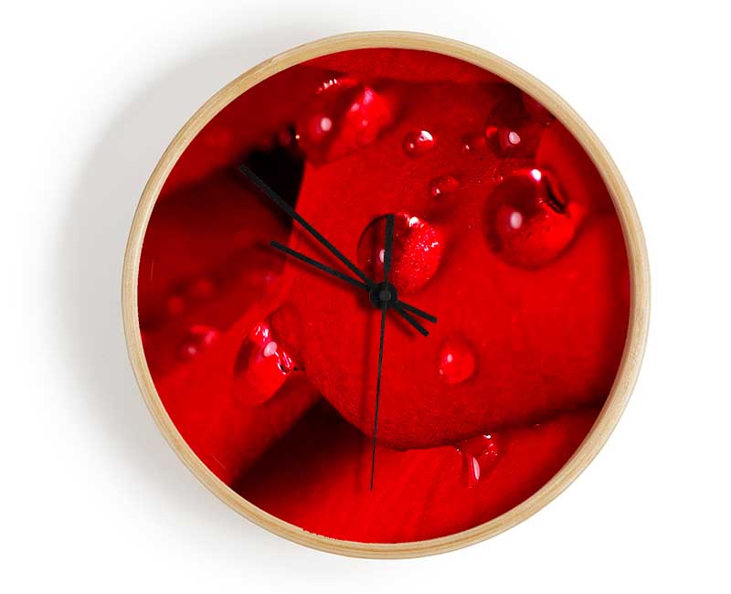 Red Petal Dew Drop Clock - Wallart-Direct UK