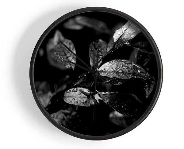 Winter Leaves B n W Clock - Wallart-Direct UK