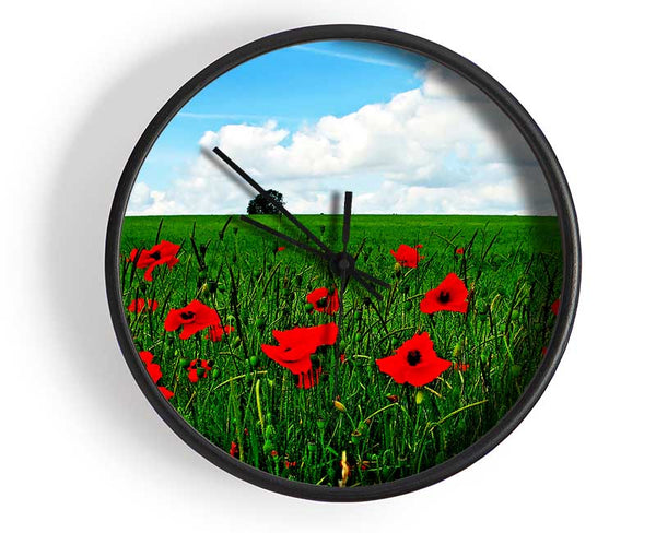 Poppy Fields On A Cloudy Day Clock - Wallart-Direct UK