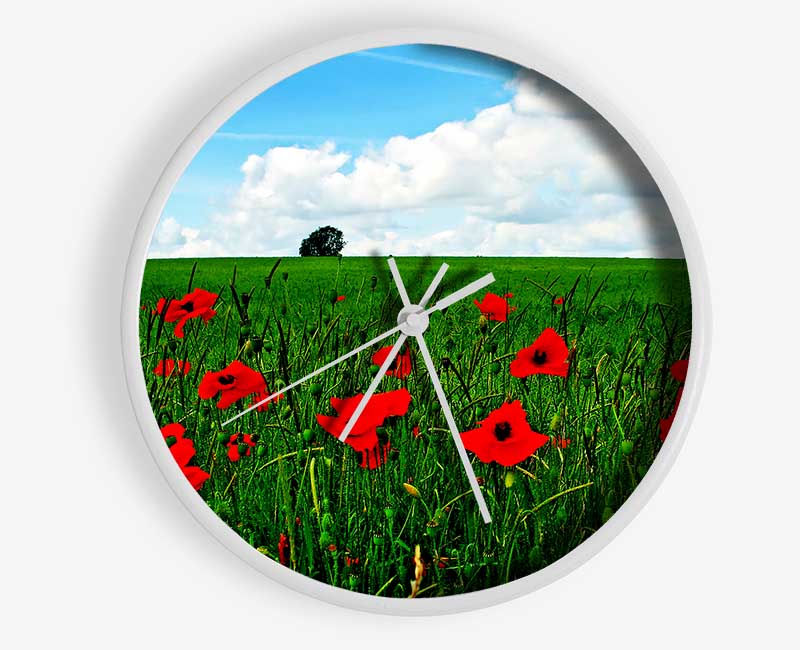 Poppy Fields On A Cloudy Day Clock - Wallart-Direct UK