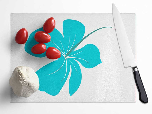 Blue Bloom Glass Chopping Board