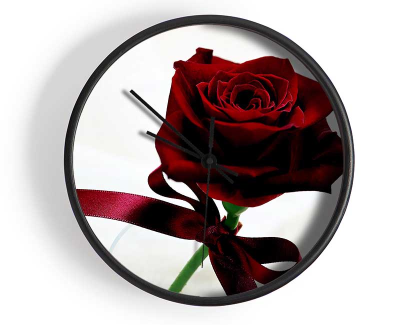 Deep Red Rose Clock - Wallart-Direct UK