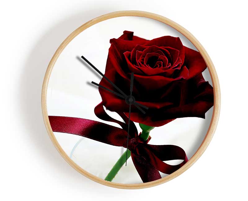 Deep Red Rose Clock - Wallart-Direct UK