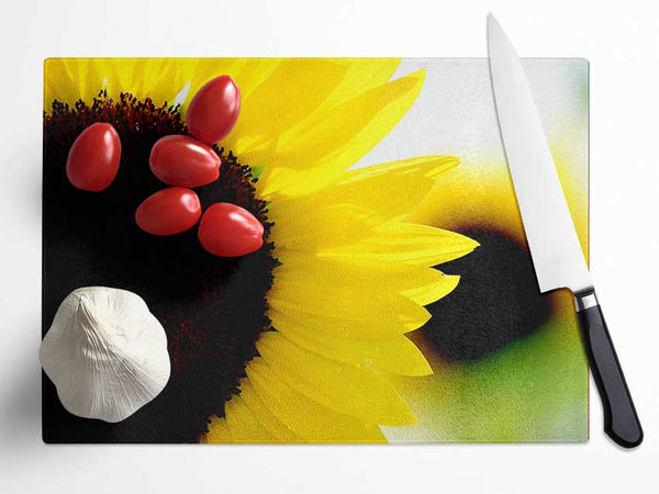 Sunflower Really Close-Up Glass Chopping Board