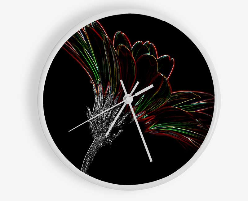 Abstract Neon Floral Delight Clock - Wallart-Direct UK