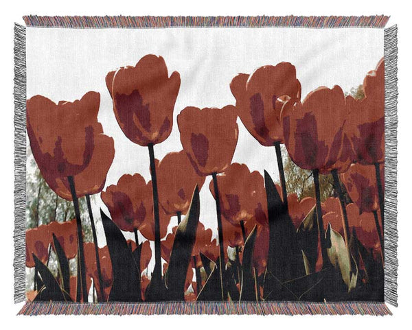 Red Tulip Galore Woven Blanket