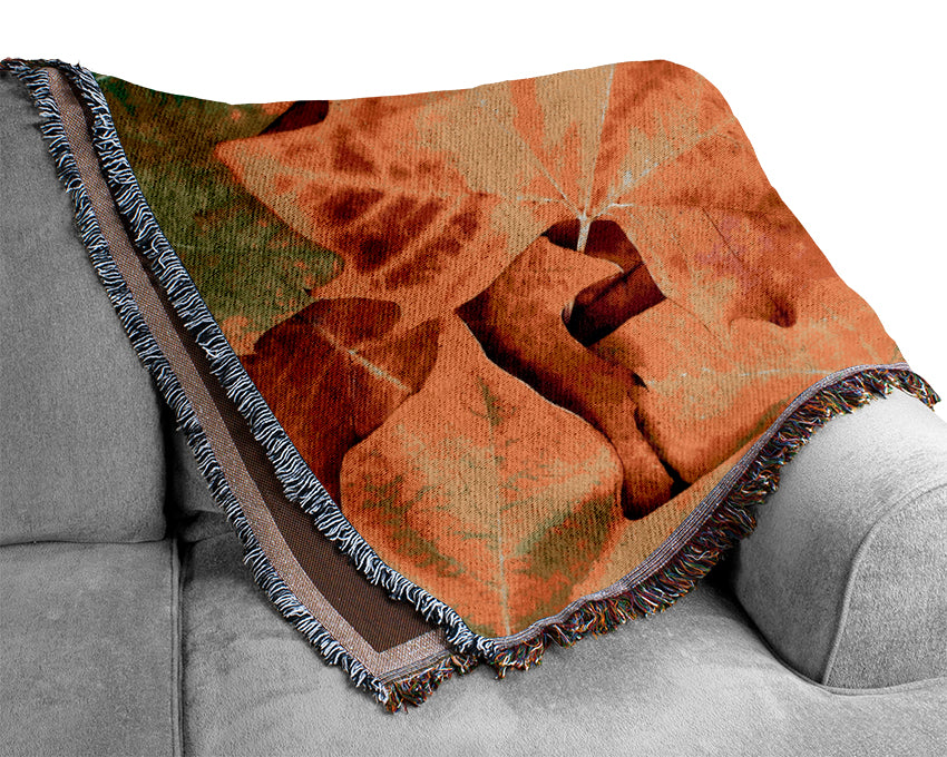 Autumn Leaves Fallen Woven Blanket