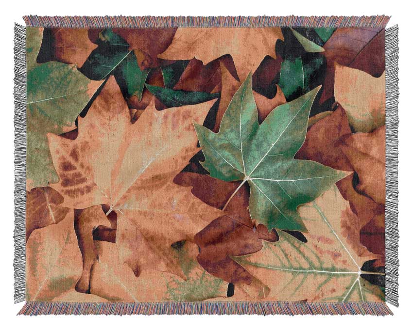 Autumn Leaves Fallen Woven Blanket