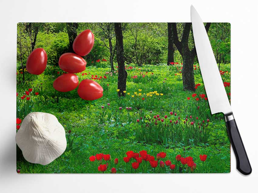 Tulip Woodland Glass Chopping Board