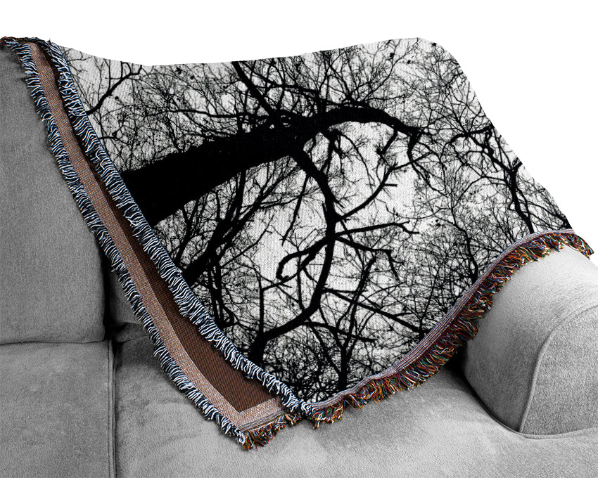 Pecan Grove Black And White Woven Blanket