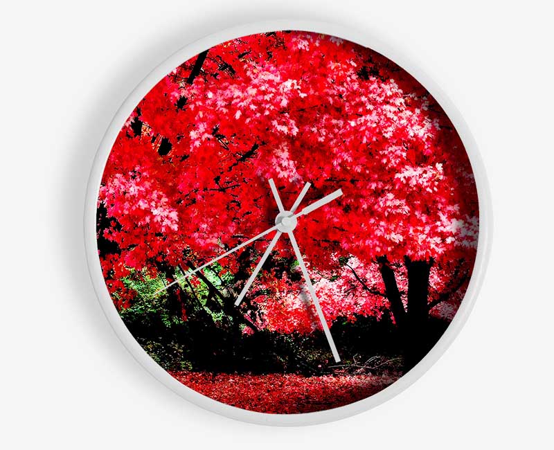 Pink Autumn Leaves Clock - Wallart-Direct UK