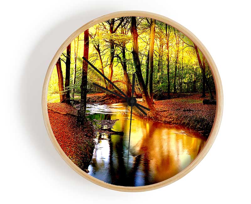 Impressive Autumn Stream Clock - Wallart-Direct UK