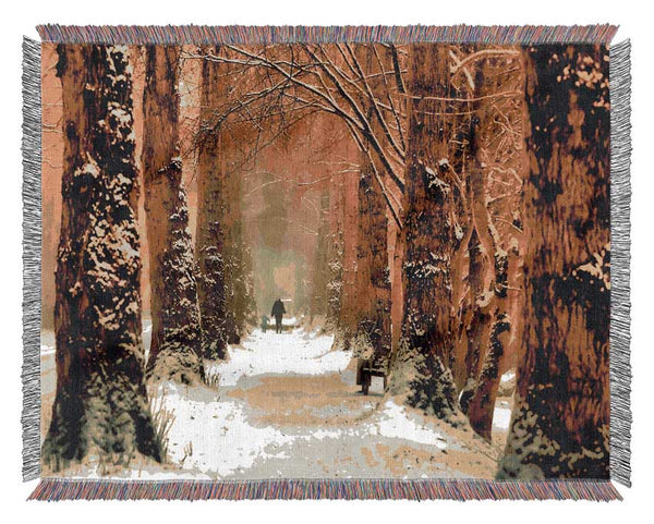 Beautiful Tree Passage Winter Woven Blanket