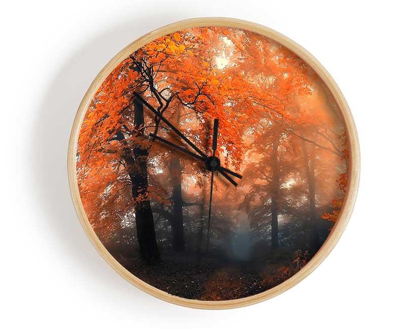 Autumn Orange Mist Clock - Wallart-Direct UK