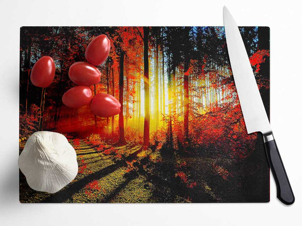 Red Forest Glass Chopping Board