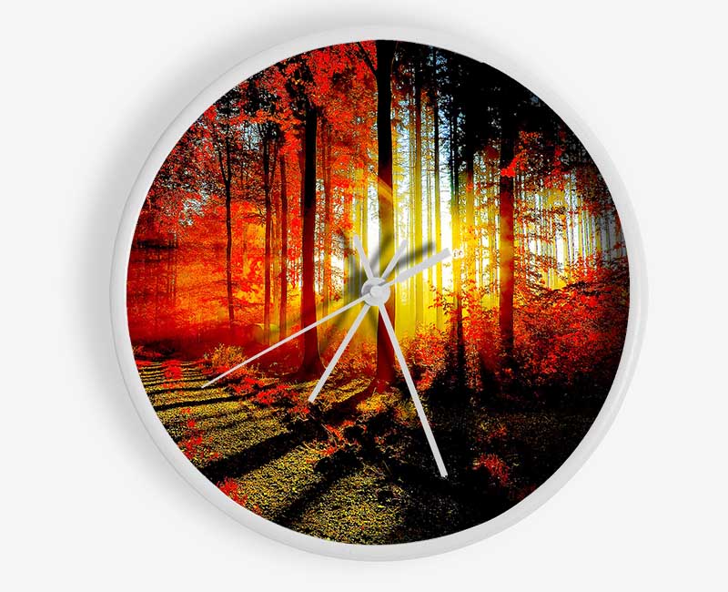 Red Forest Clock - Wallart-Direct UK