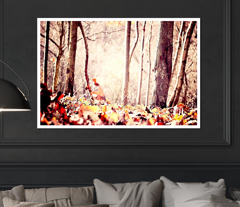 Leaves On The Autumn Ground Print Poster Wall Art