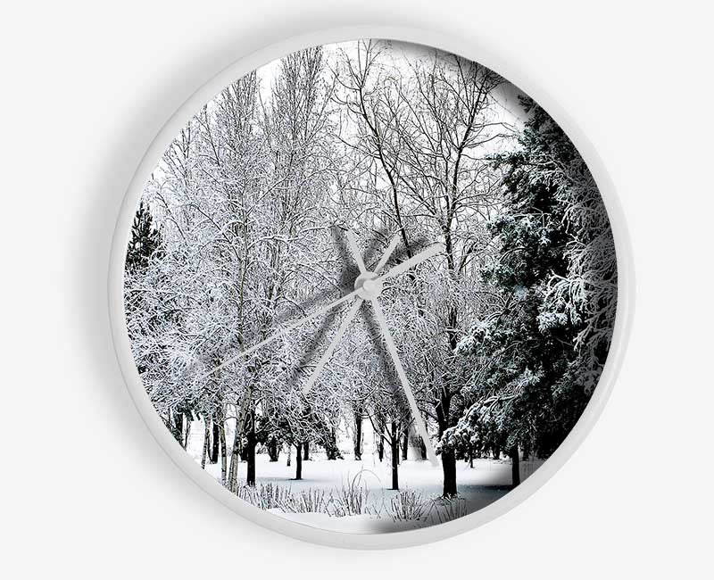 Winter In The Snow Forest Clock - Wallart-Direct UK