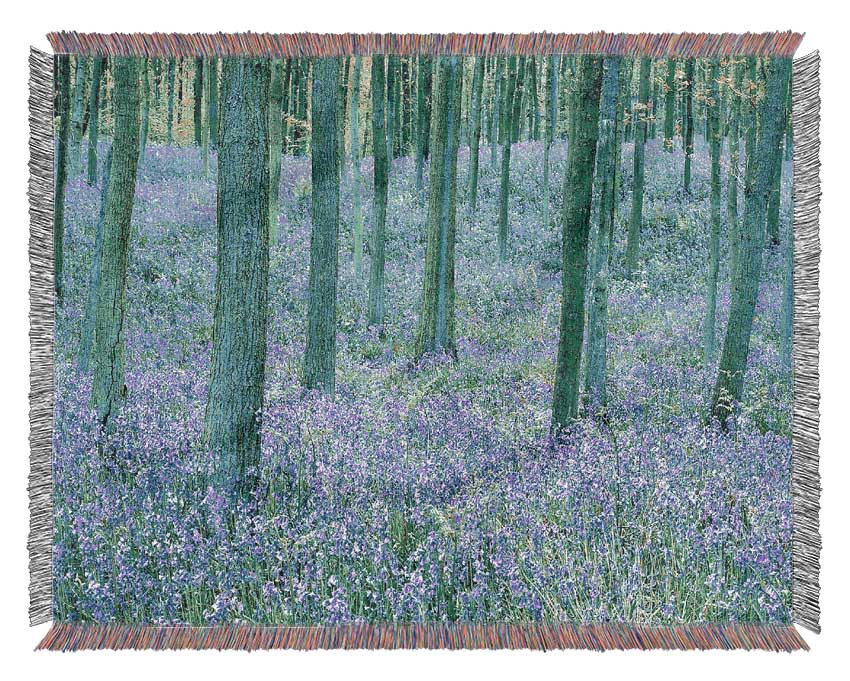 Bluebells In The Forest Woven Blanket