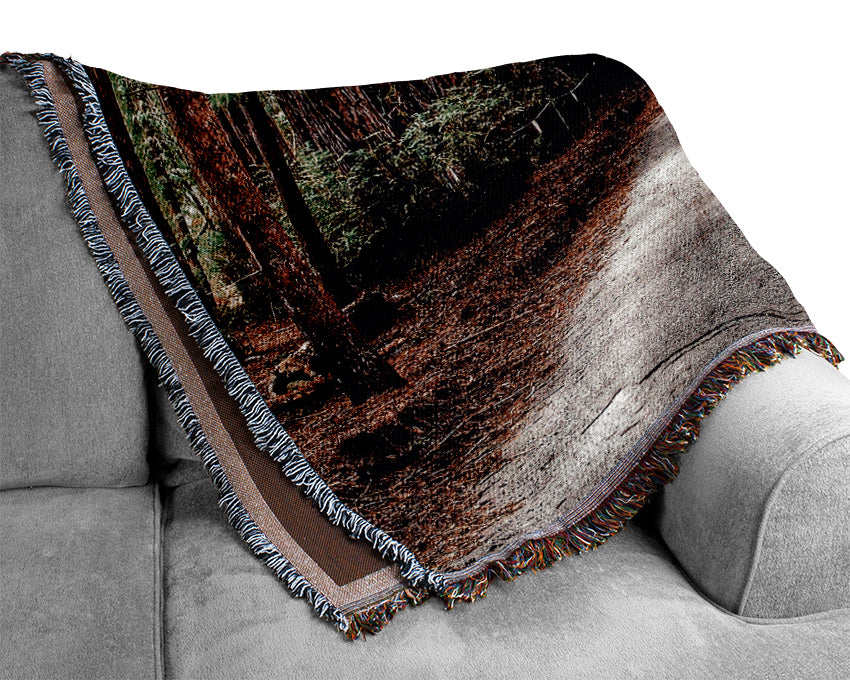 Green Forest Road Woven Blanket