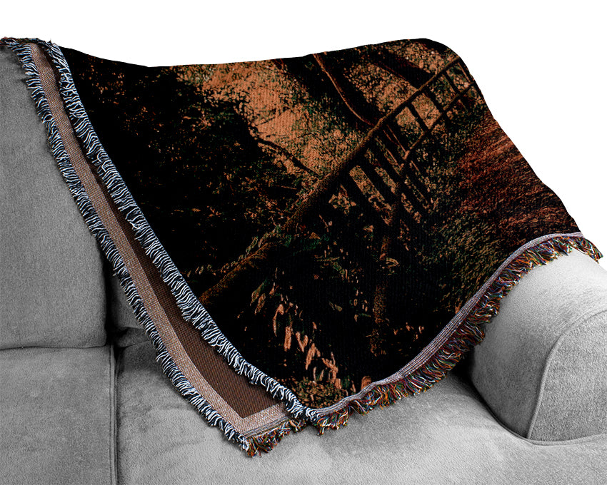 Forest Walking Path Woven Blanket