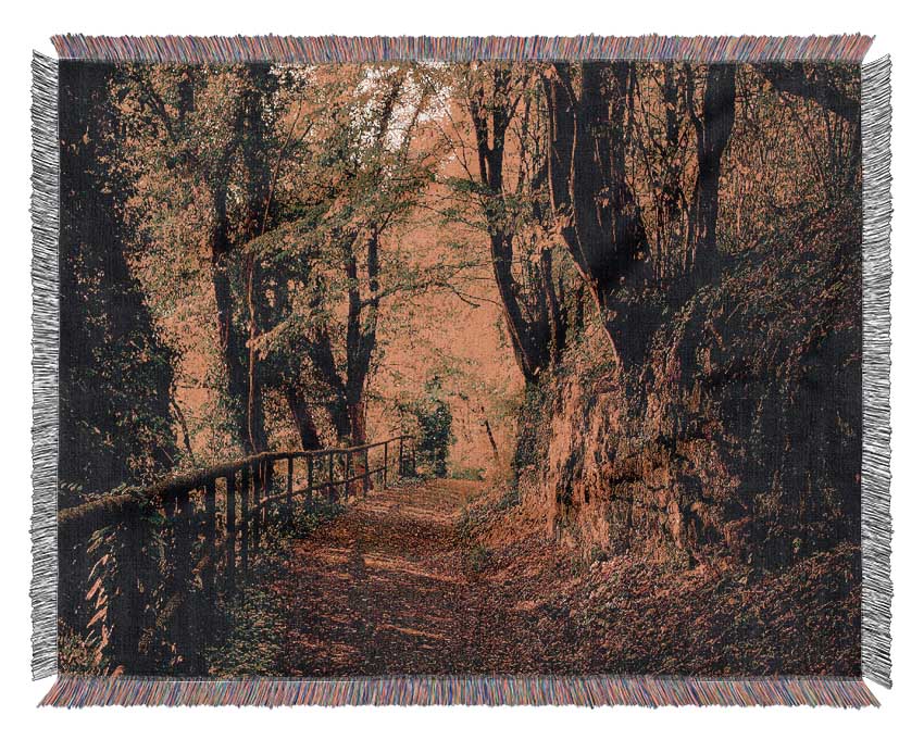 Forest Walking Path Woven Blanket