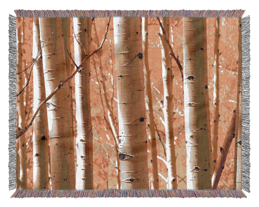 Birch Trees Woven Blanket