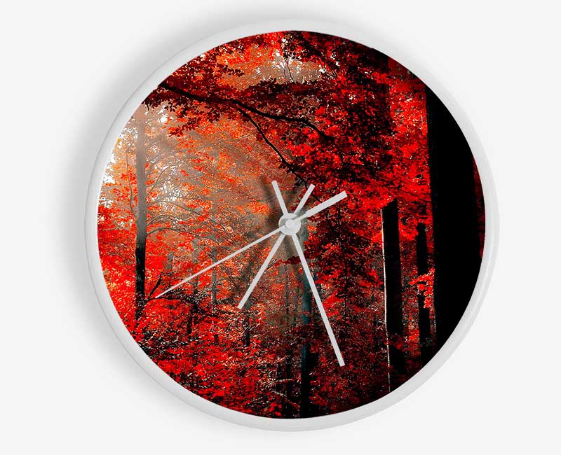 Red Forest Delight Clock - Wallart-Direct UK