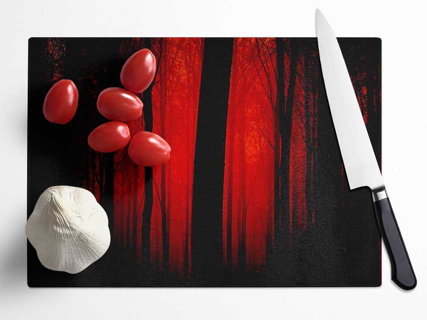 Blood Red Forest Glass Chopping Board