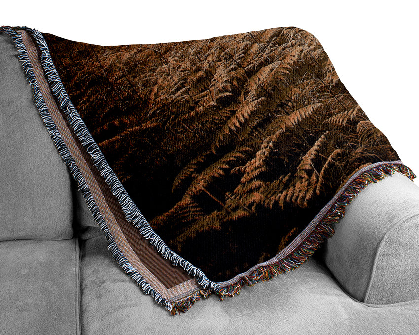 Green Forest Path Woven Blanket