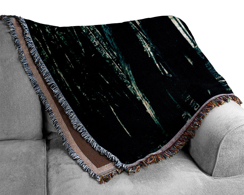 Emerald Green Woodland Woven Blanket