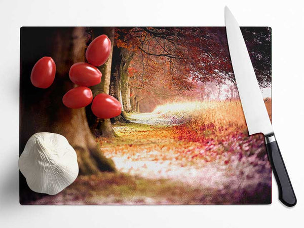 Beech Autumn Trees Glass Chopping Board