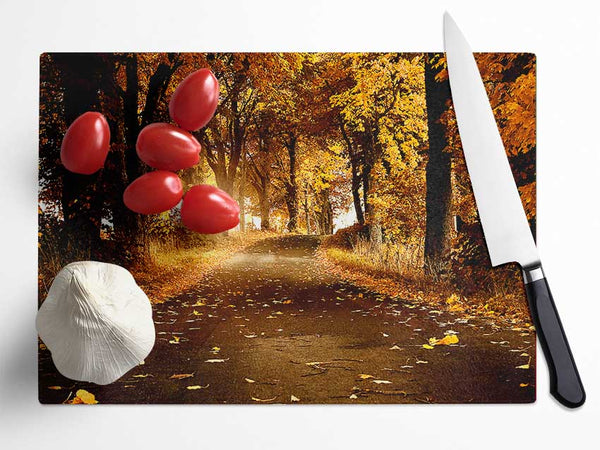 Autumn Breeze Glass Chopping Board