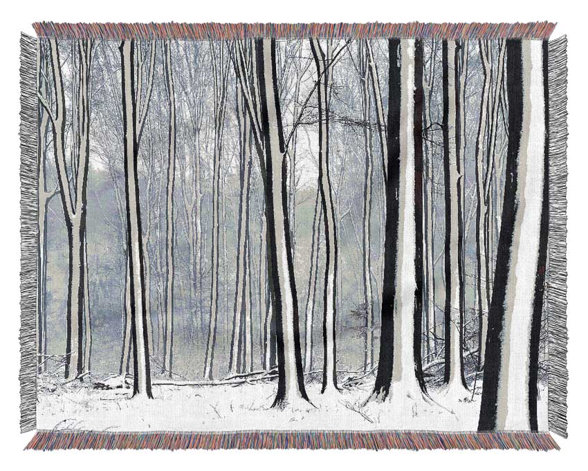 Forest Snow Trees Woven Blanket