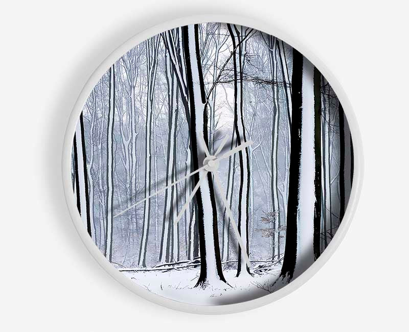 Forest Snow Trees Clock - Wallart-Direct UK