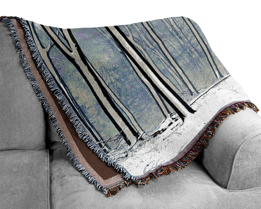 Forest Snow Trees Woven Blanket