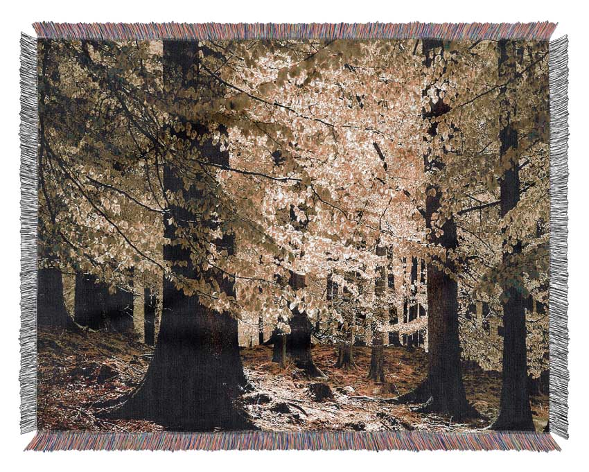 Green Leaves Forest Walk Woven Blanket