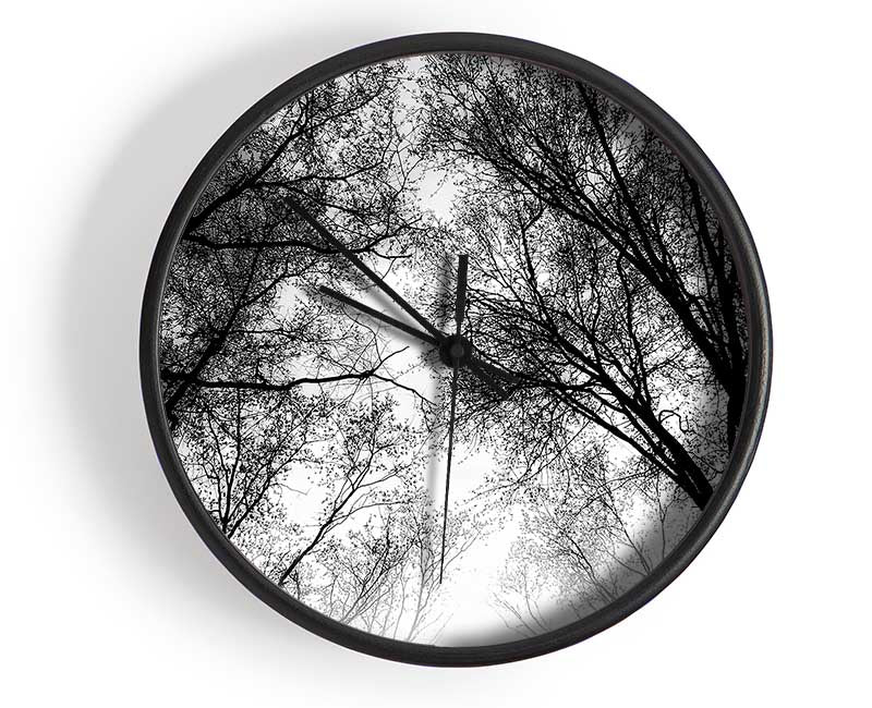 Forest Skies B n W Clock - Wallart-Direct UK