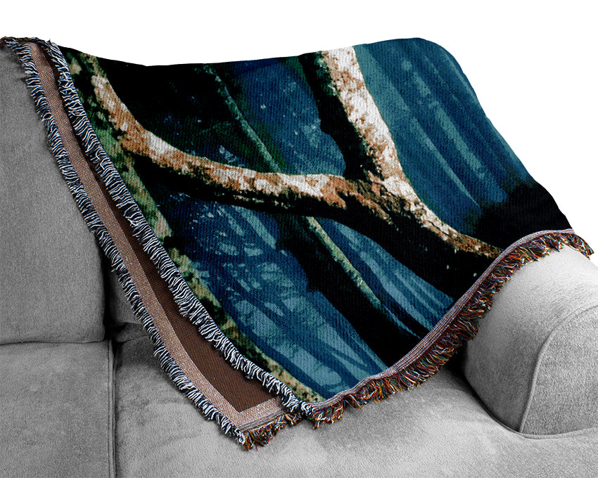 Midnight Blue Forest Woven Blanket