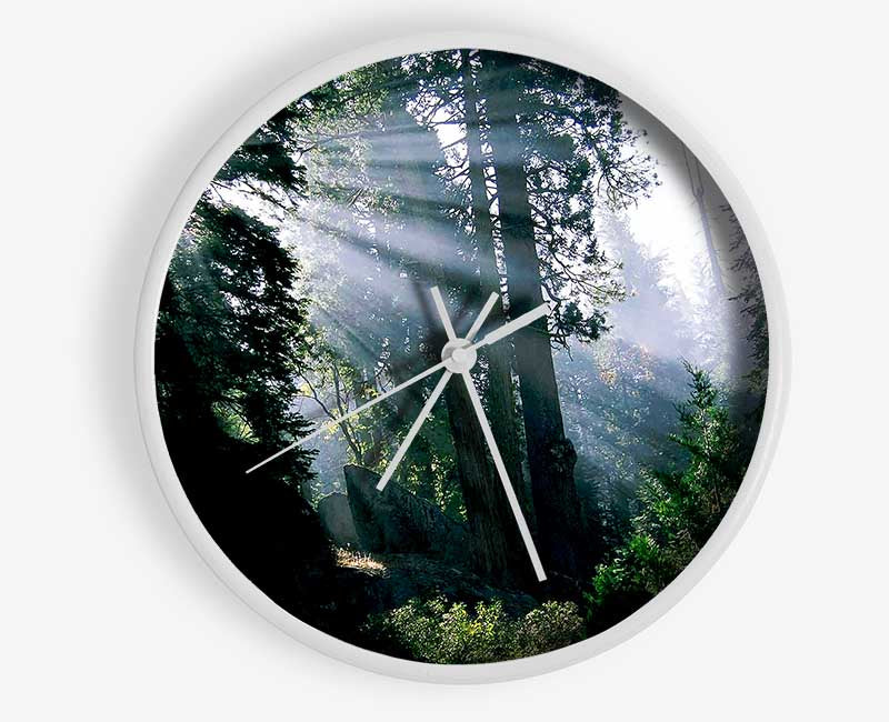 Sunbeams Through The Green Forest Clock - Wallart-Direct UK