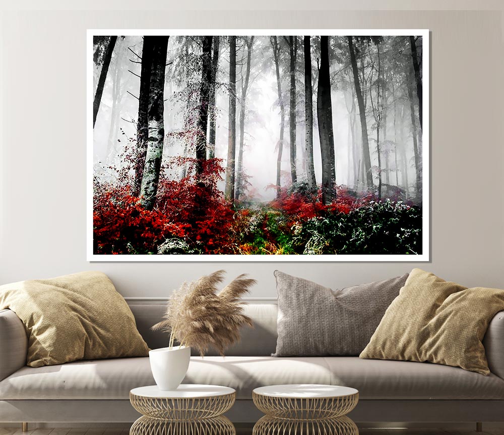 Forest Mist Morning Print Poster Wall Art